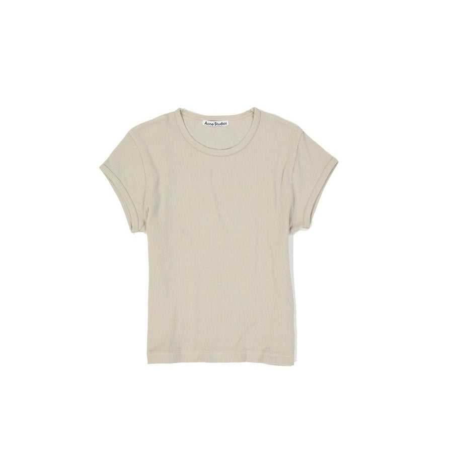 Beige Cotton Sleeveles T-Shirt