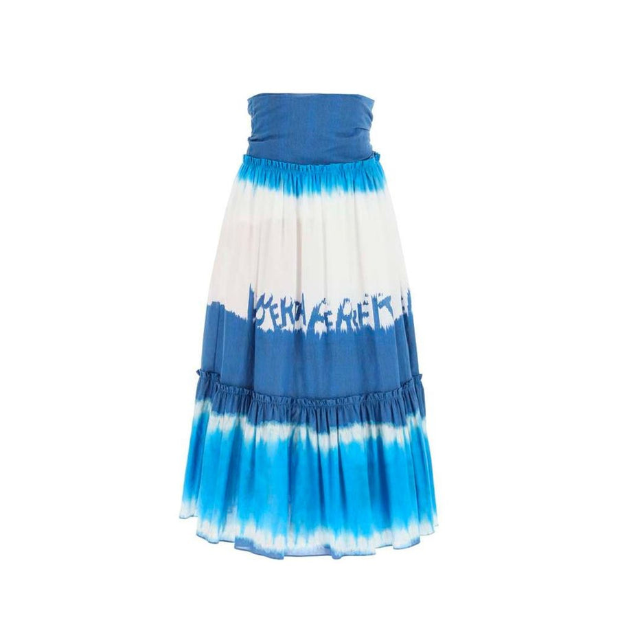 Blue Cotton Midi Skirt