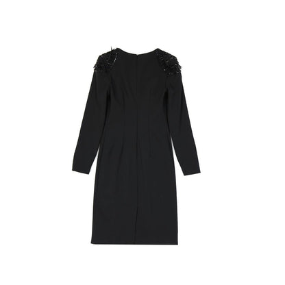 Black Elastane Casual Dress