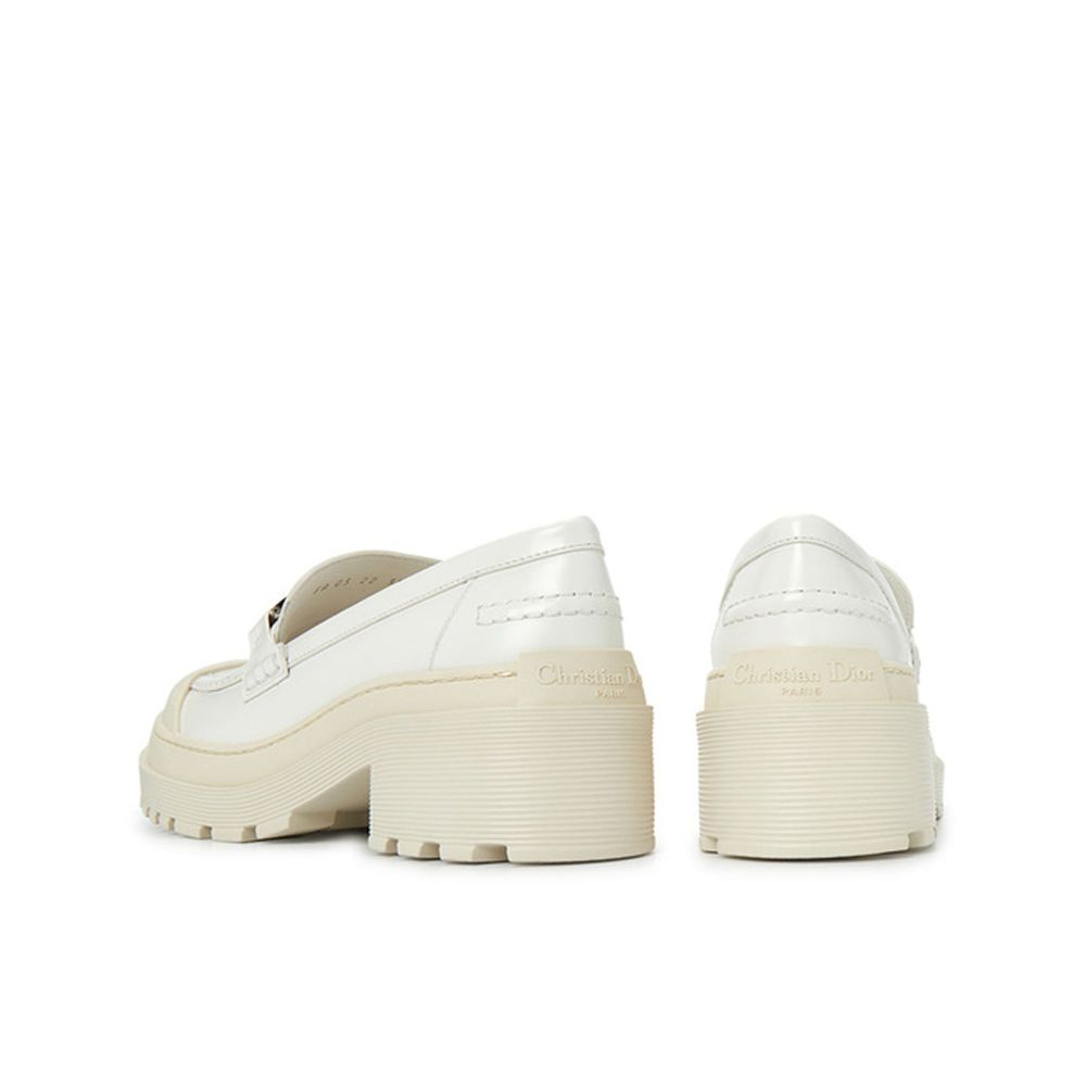White Calfskin Platform Loafers
