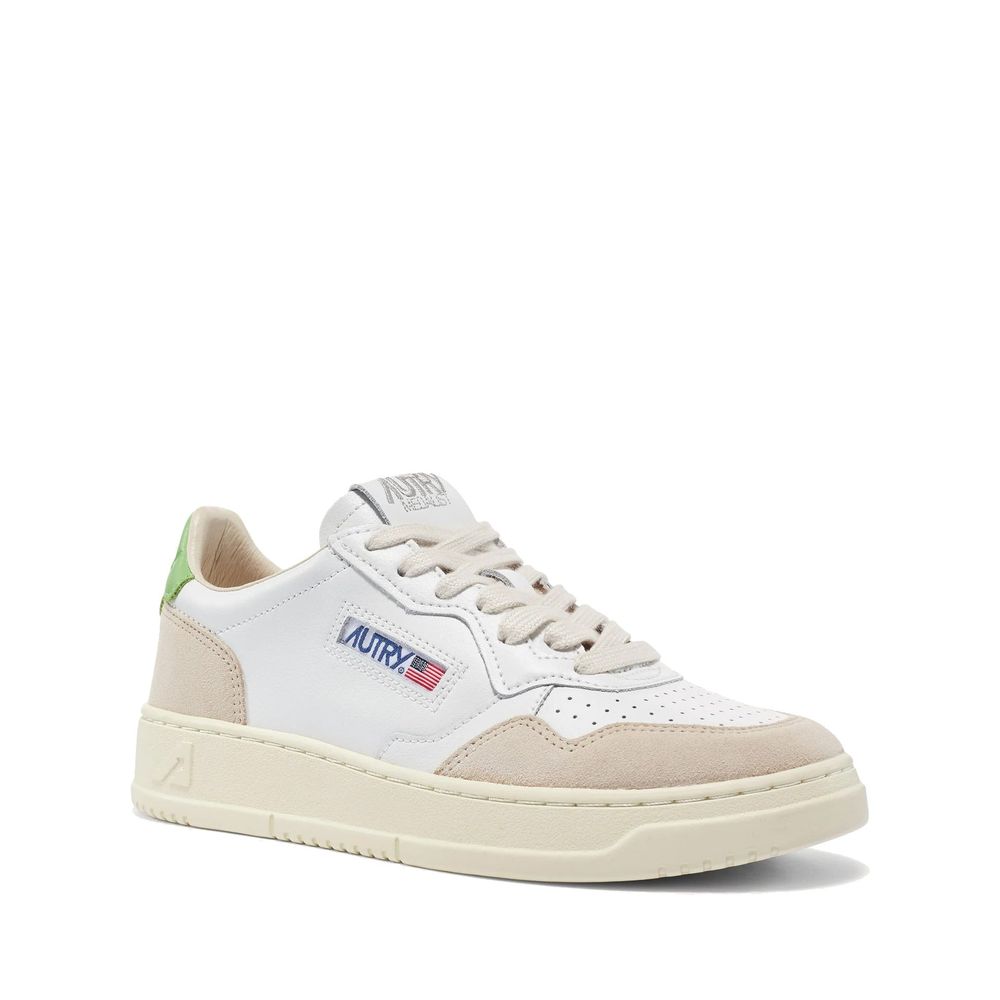 White Leather Low Top Sneakers