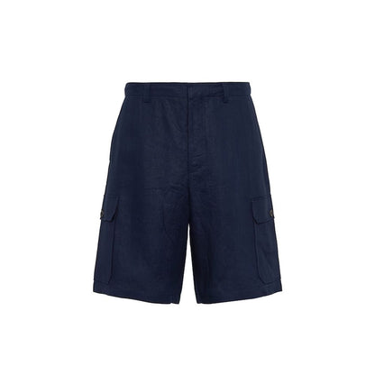 Blue Linen Bermuda Shorts