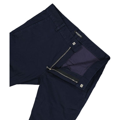 Blue Cotton Casual Pants