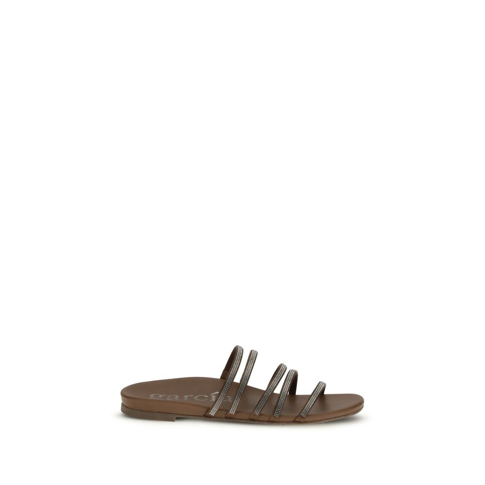 Brown Calf Leather Bos Taurus Flat Sandals