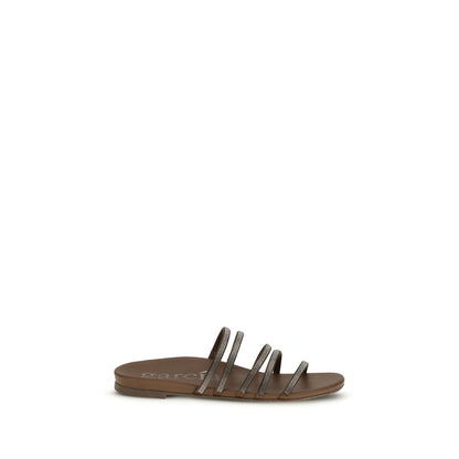 Brown Calf Leather Bos Taurus Flat Sandals