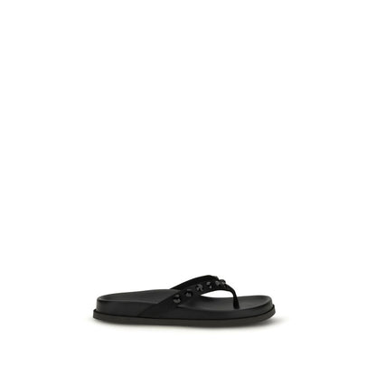 Black Rubber Flat Sandals