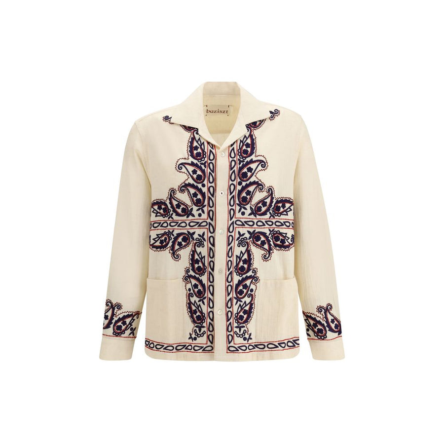 Cream Silk Pattern Shirt