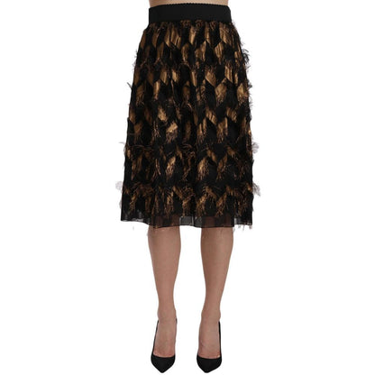 Bicolor Silk Midi Skirt