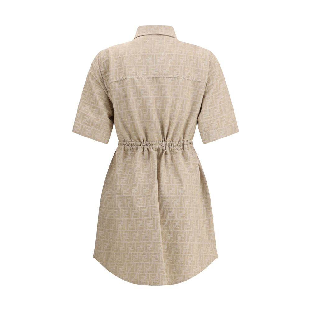 Beige Cotton Casual Dress
