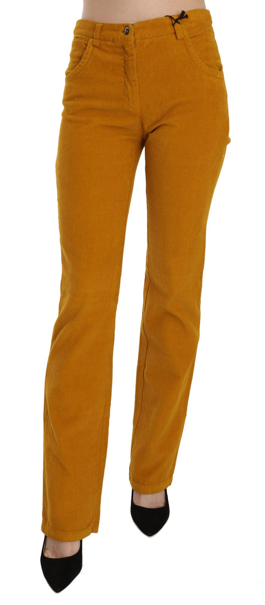 Orange High Waist Straight Trouser Pants