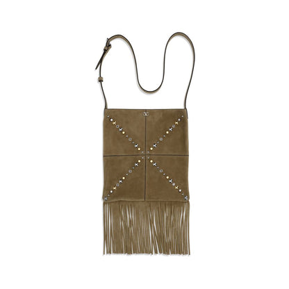 Beige Suede Leather Shoulder Bag
