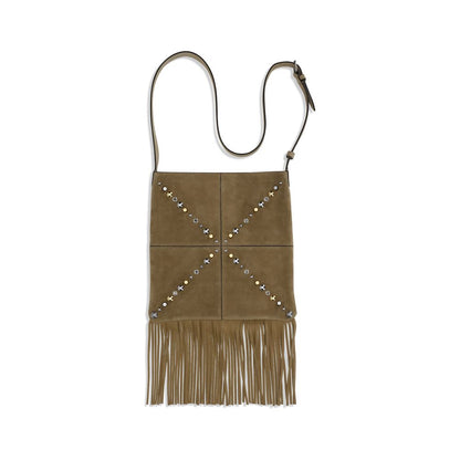 Beige Suede Leather Shoulder Bag