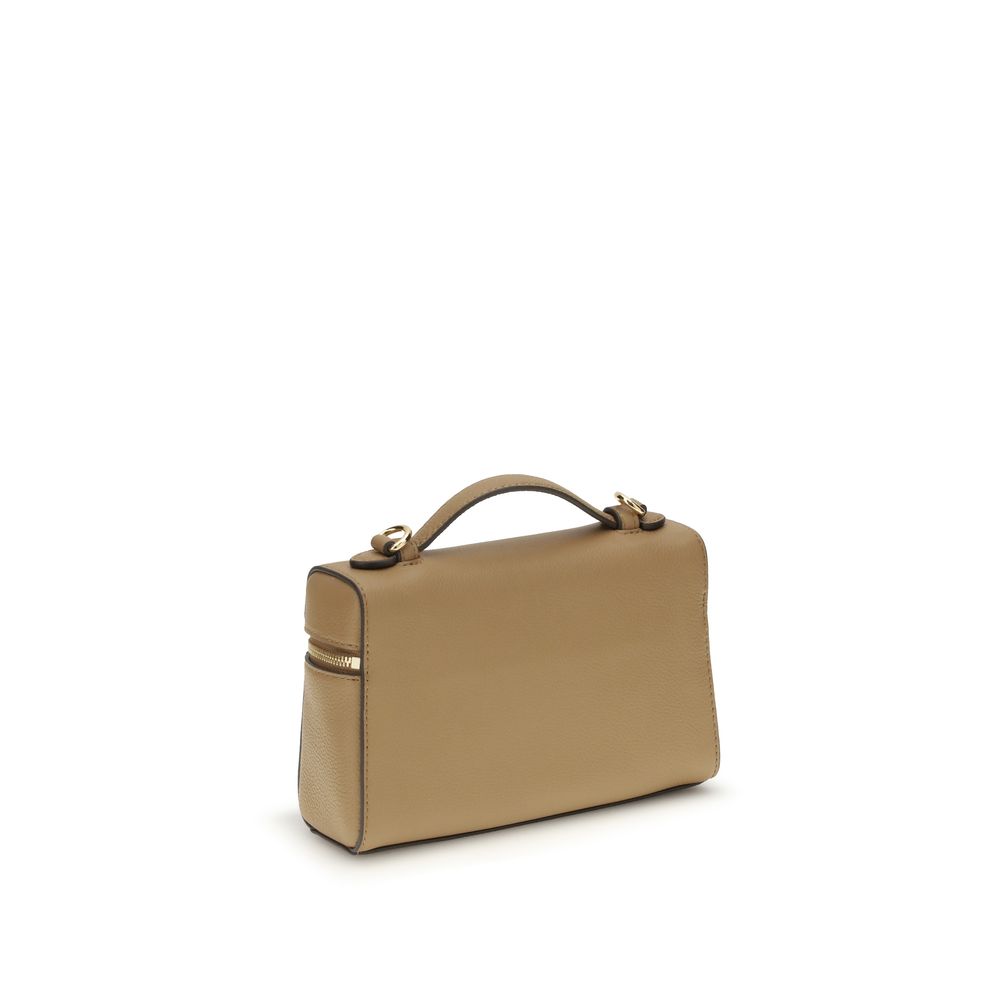 Beige Calf Leather Bos Taurus Shoulder Bag