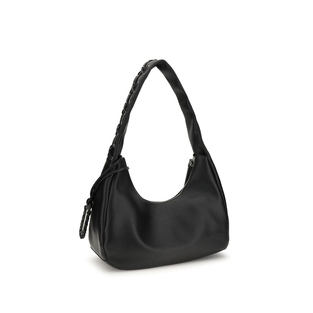 Black Recycled Leather Shoulder Bag