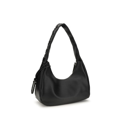 Black Recycled Leather Shoulder Bag