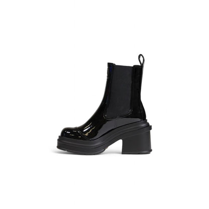 Black Polyester Ankle Boots