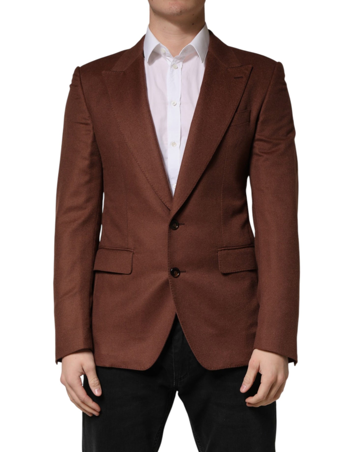 Brown Cashmere Single Breasted Jacket Blazer