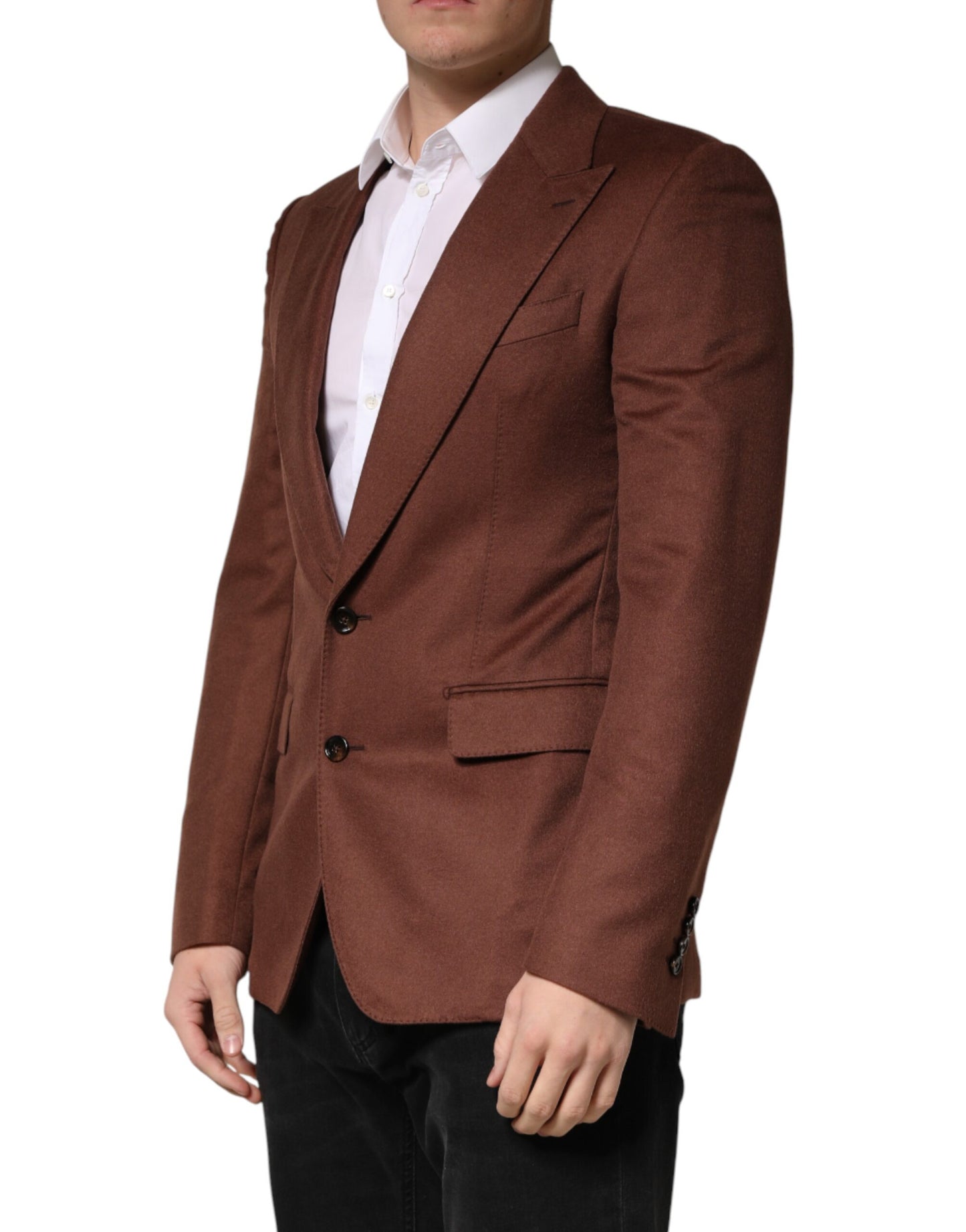 Brown Cashmere Single Breasted Jacket Blazer