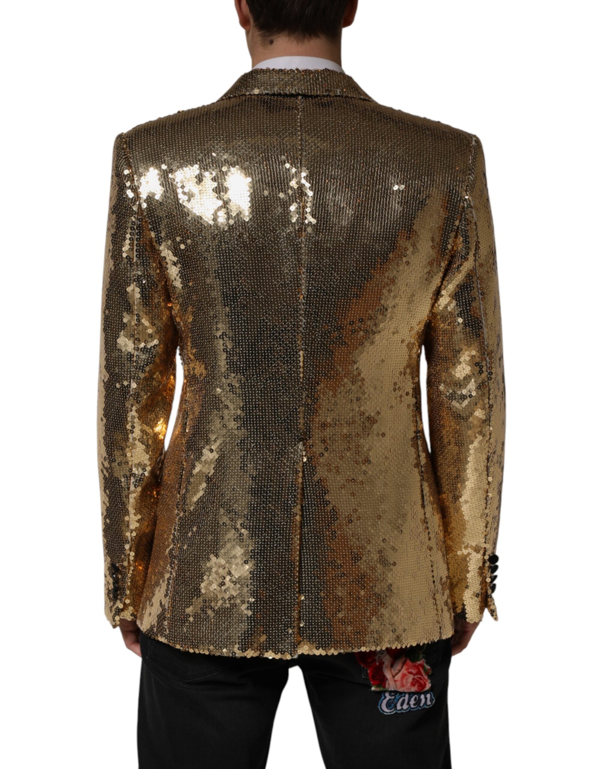 Gold Sequined Double Breasted Jacket Blazer