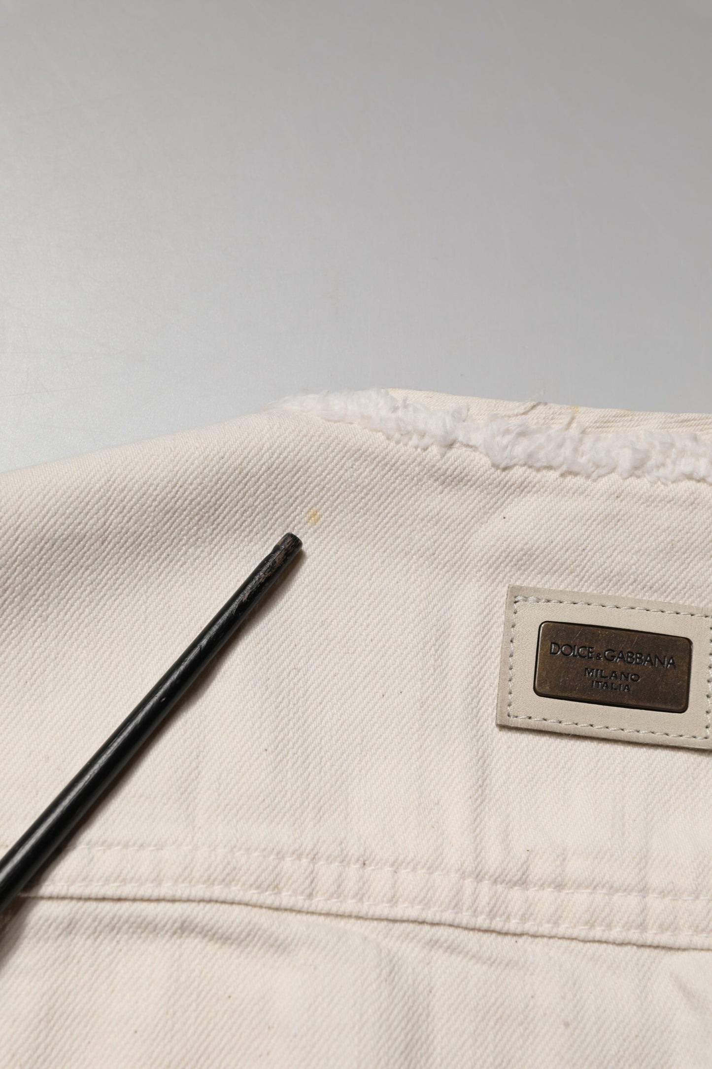 Off White Cotton Full Zip Denim Men Blouson Jacket