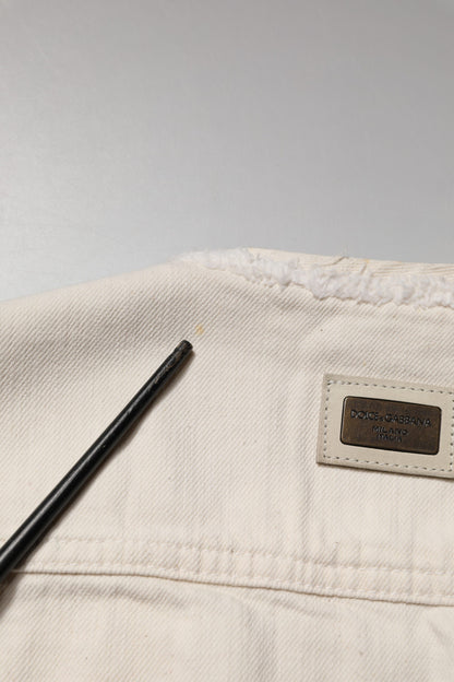 Off White Cotton Full Zip Denim Men Blouson Jacket