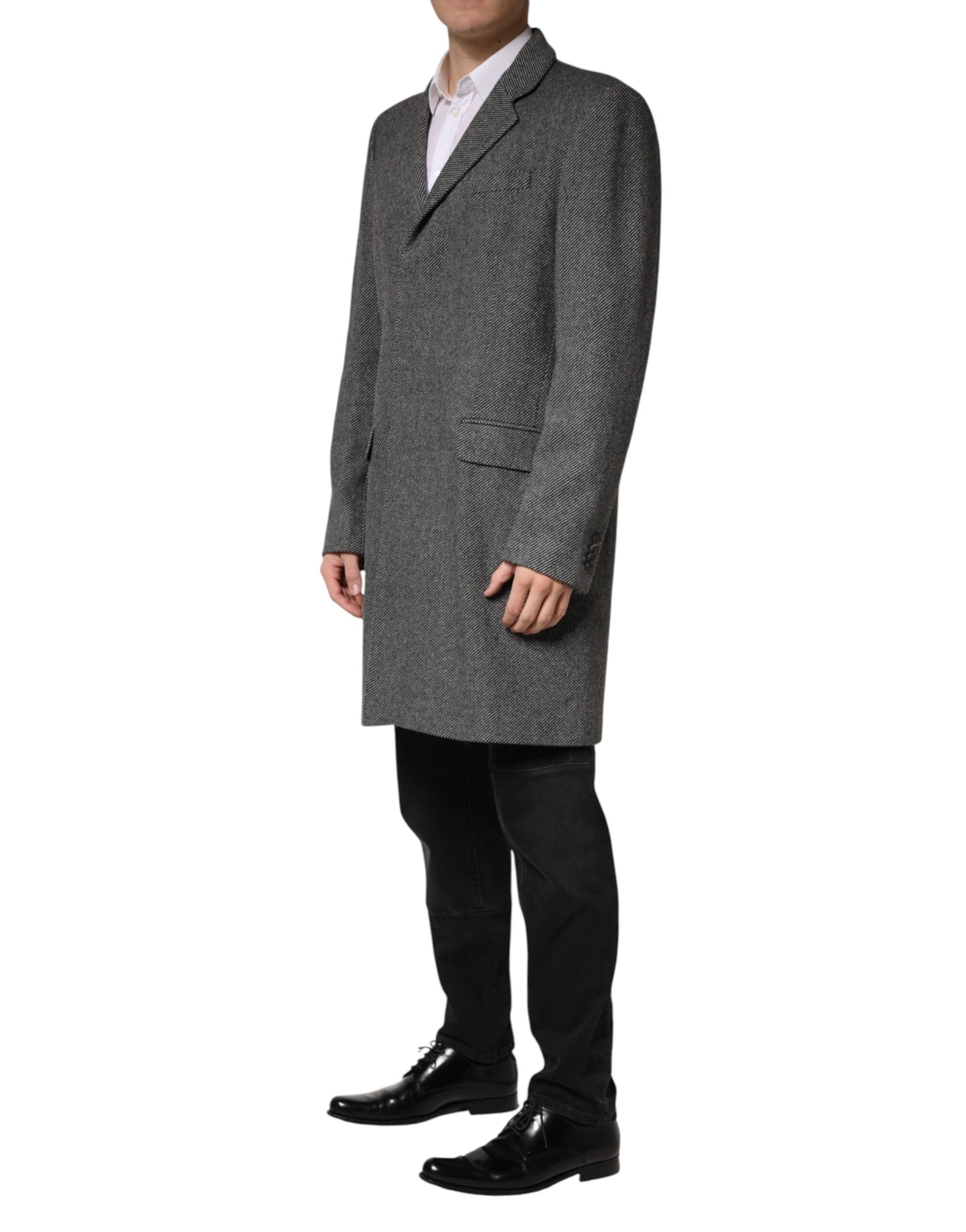 Gray Single Breasted Men Trench Coat Jacket