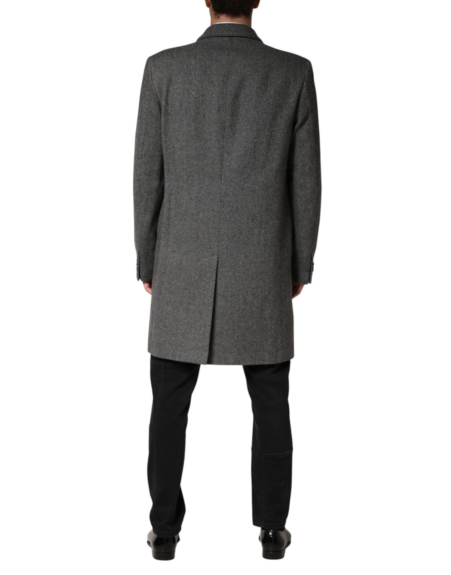 Gray Single Breasted Men Trench Coat Jacket