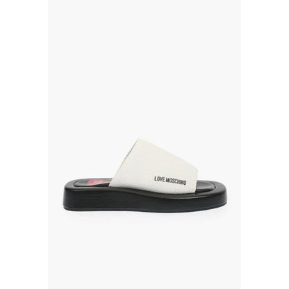 Black And White Leather Slides