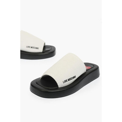 Black And White Leather Slides