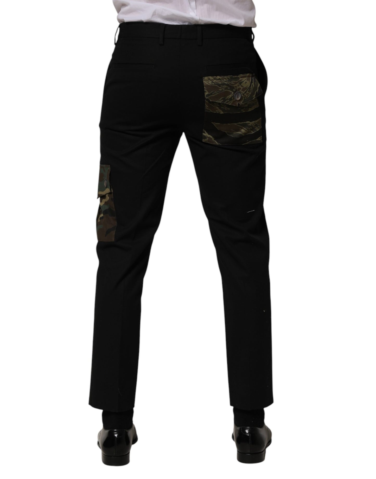 Black Cotton Skinny Dress Cargo Trouser Pants