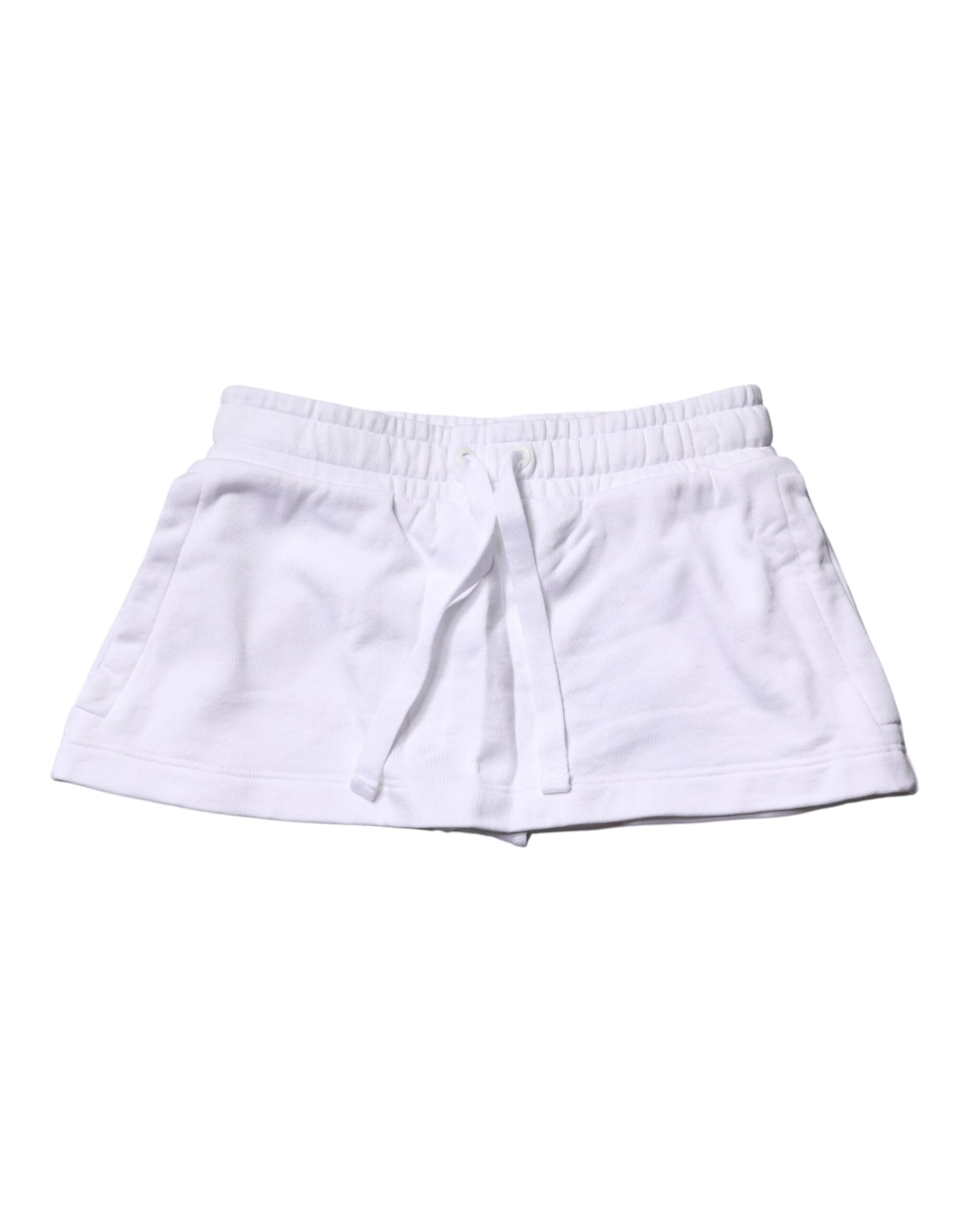White Cotton Blend Mid Waist A-line Mini Skirt