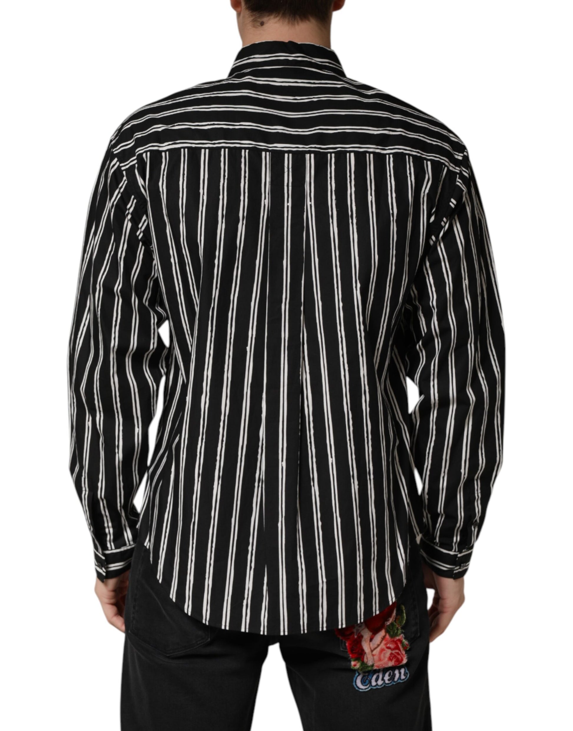 Black Stripes Cotton Men Formal Dress Shirt