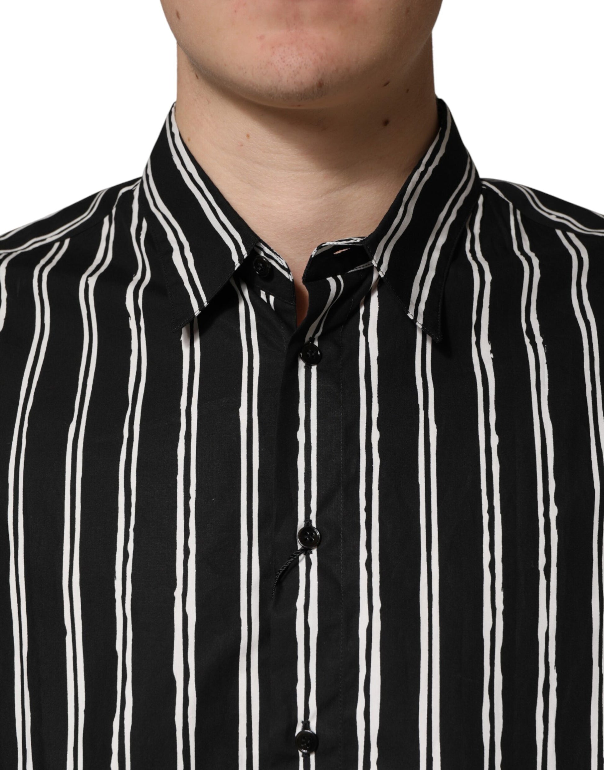 Black Stripes Cotton Men Formal Dress Shirt