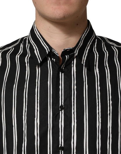 Black Stripes Cotton Men Formal Dress Shirt