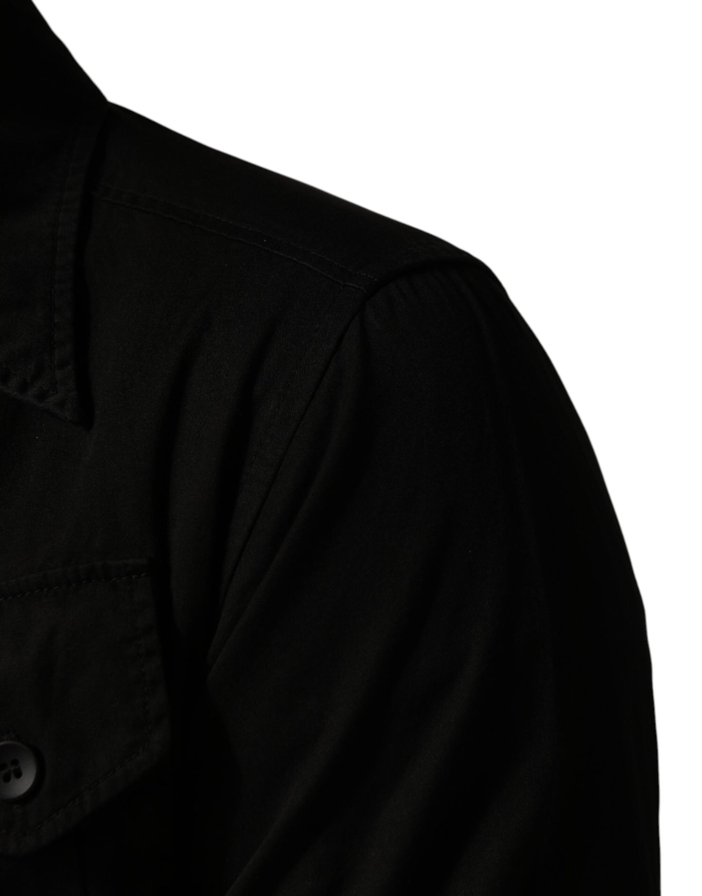 Black Cotton Collared Men Button Down Shirt