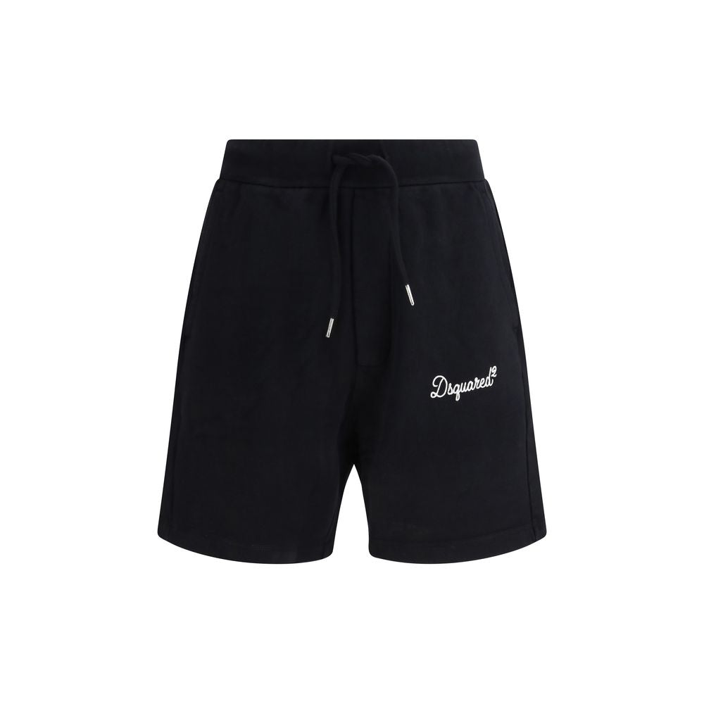 Black Cotton Bermuda Shorts