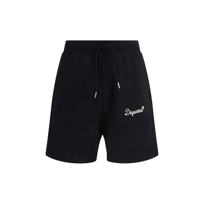 Black Cotton Bermuda Shorts