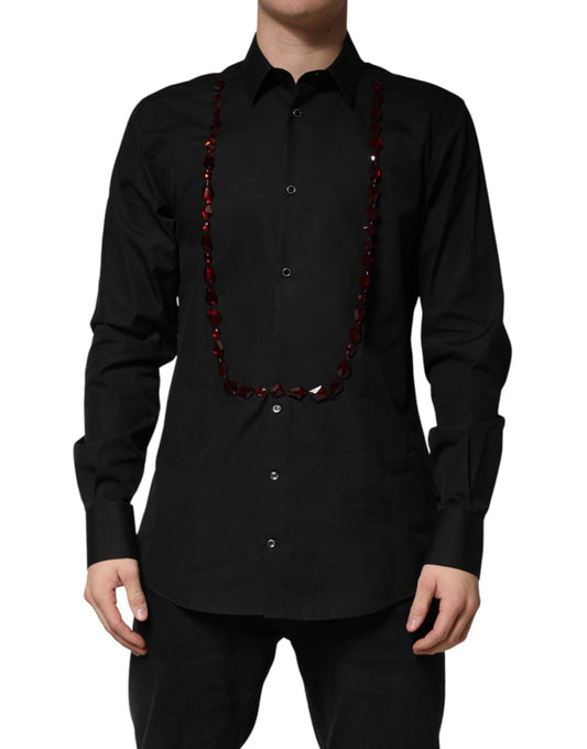 Black Crystal GOLD Formal Cotton Dress Shirt
