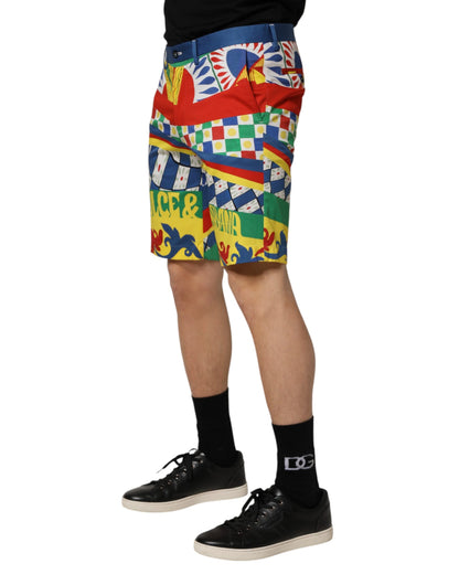 Multicolor Carretto Print Men Bermuda Shorts