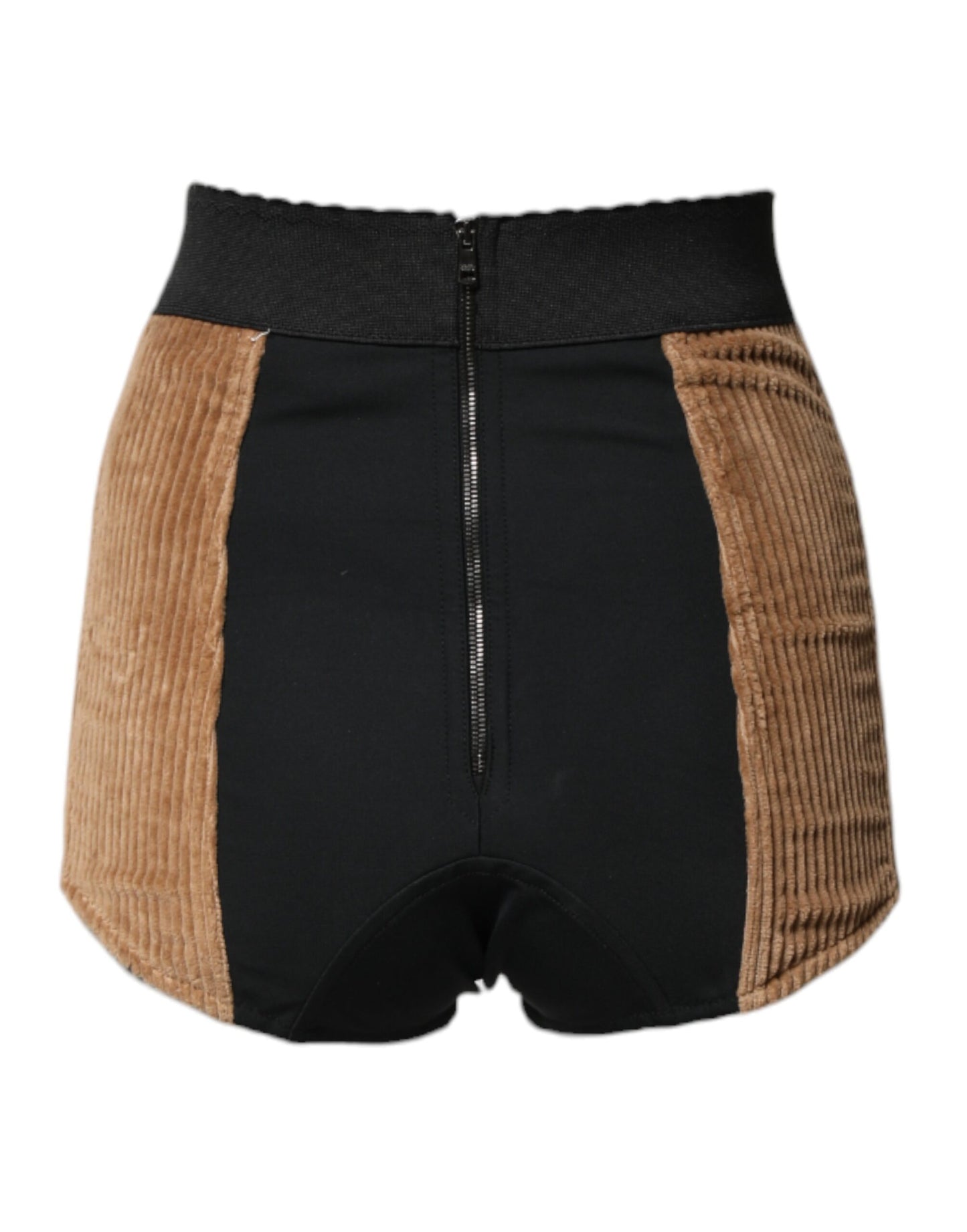 Brown Cotton High Waisted Hot Pants Shorts