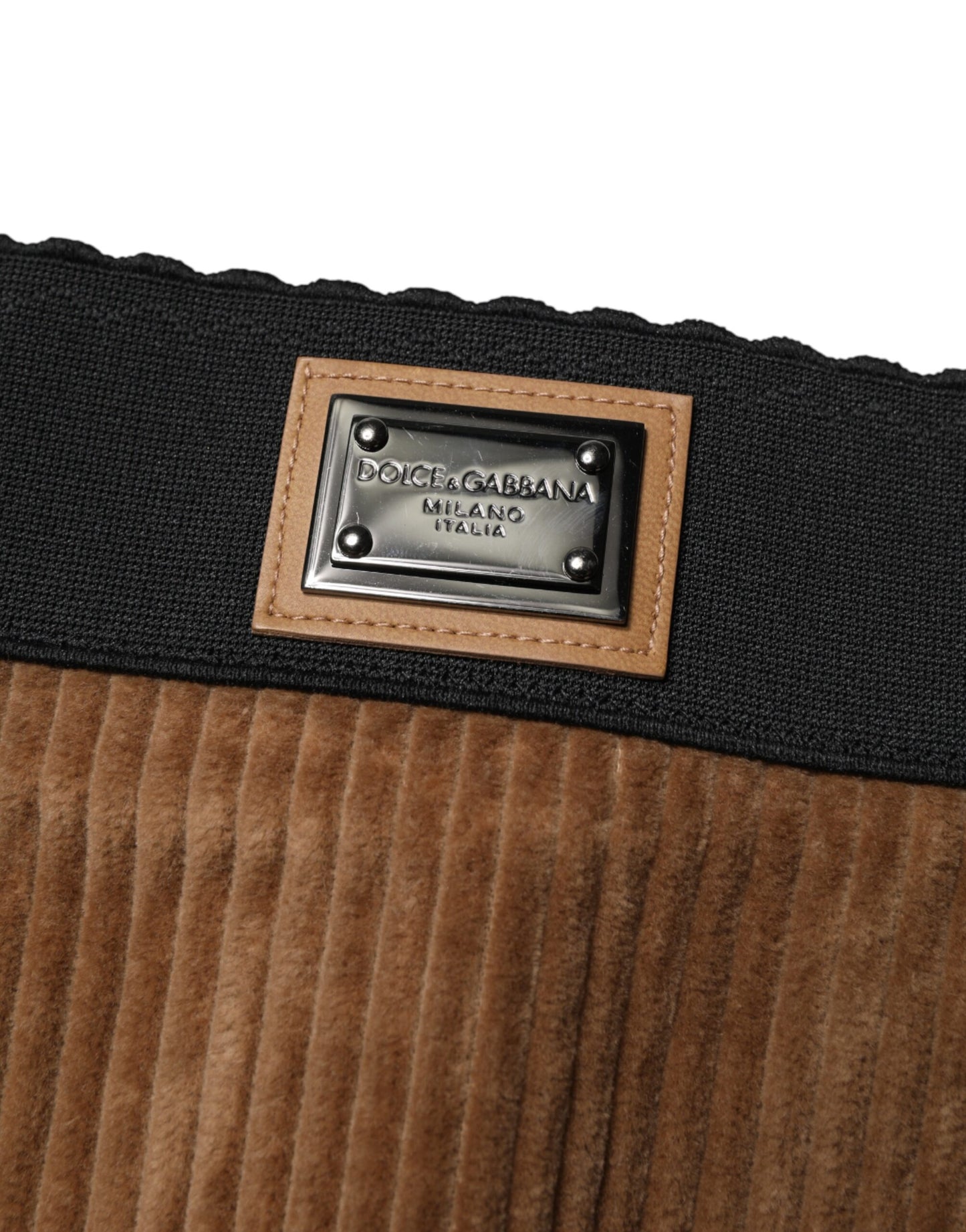 Brown Cotton High Waisted Hot Pants Shorts