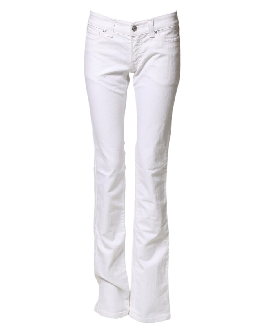 White Low Waist Bootcut Denim Jeans