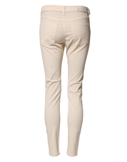 Beige Mid Waist Skinny Fit Denim Trouser Jeans