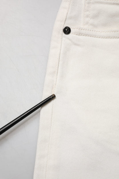 White Cotton Mid Waist Skinny Denim Trouser Jeans