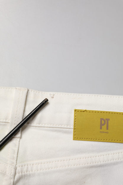 White Cotton Mid Waist Skinny Denim Trouser Jeans