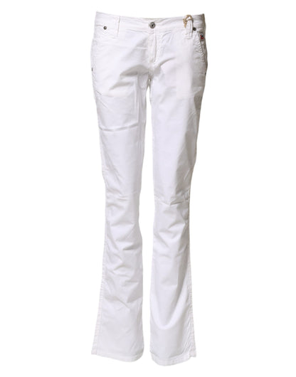 White Low Waist Bootcut Flared Denim Trouser Jeans