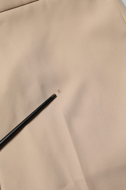 Beige High Waist Straight Chino Trouser Pants