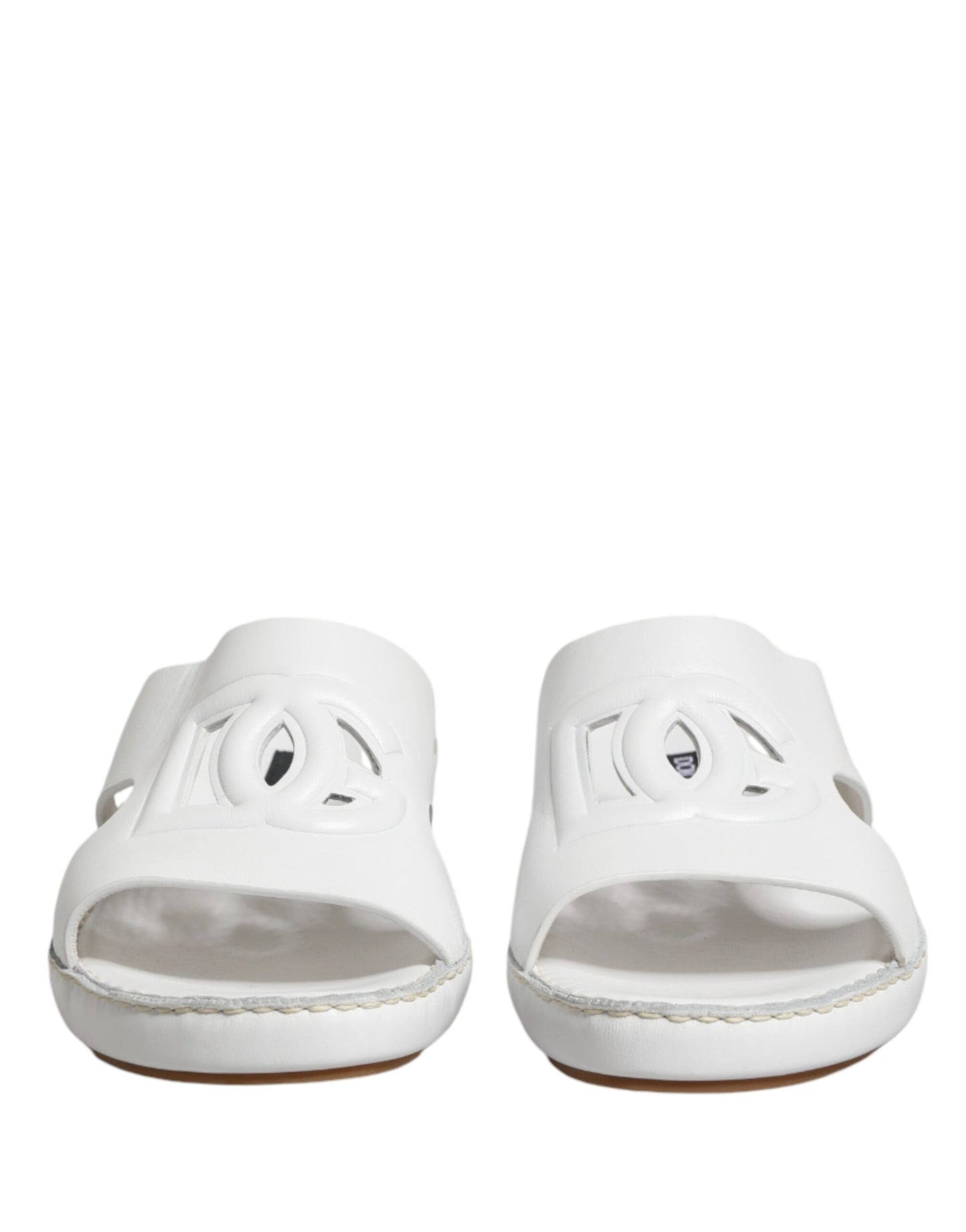 White DG Cutout Slides Slippers Flats Shoes