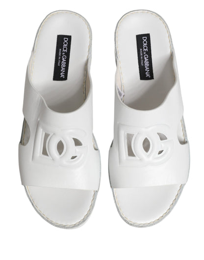White DG Cutout Slides Slippers Flats Shoes