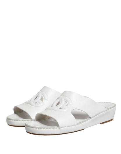 White DG Cutout Slides Slippers Flats Shoes